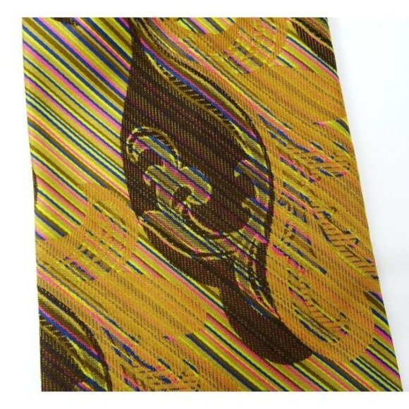 Vintage Tie Striped Necktie Boho Hippie Vintage 1970s Bold Statement Dopamine - Picture 3 of 4